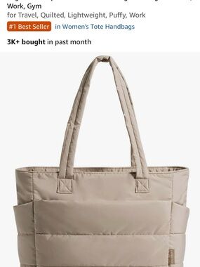 BAGSMART Puffer Tote Bag in Taupe